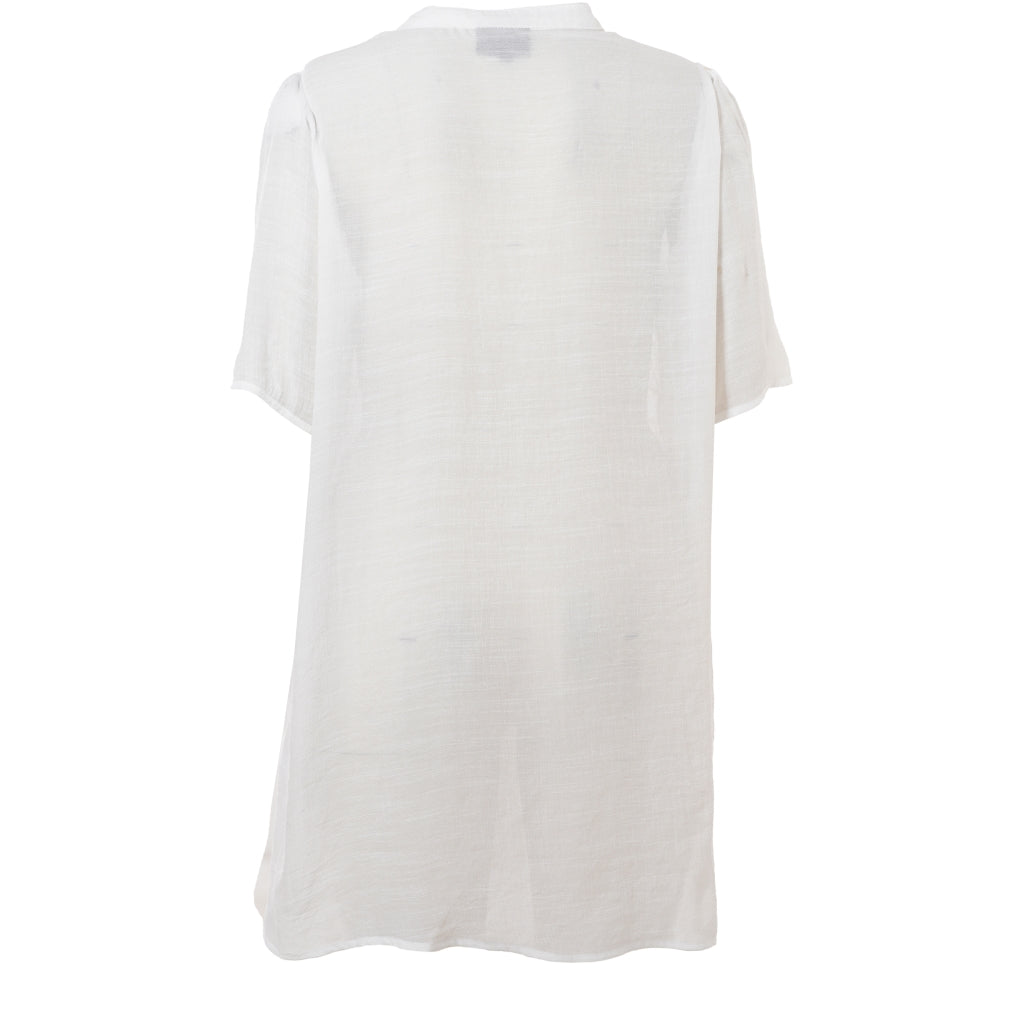 Studio Skatty Tunic Tunic White + pink stitch flower